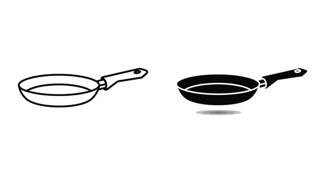 Two frying pans with black and white handles illustration