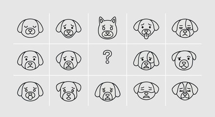 Fototapeta premium Dog face icons with question mark