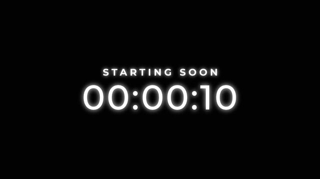 Minimalist Digital 15 Seconds Countdown Clock Animation, Starting Soon Screen Overlay, Alpha Channel