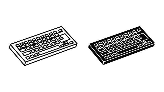 Minimalist vintage computer keyboard illustration