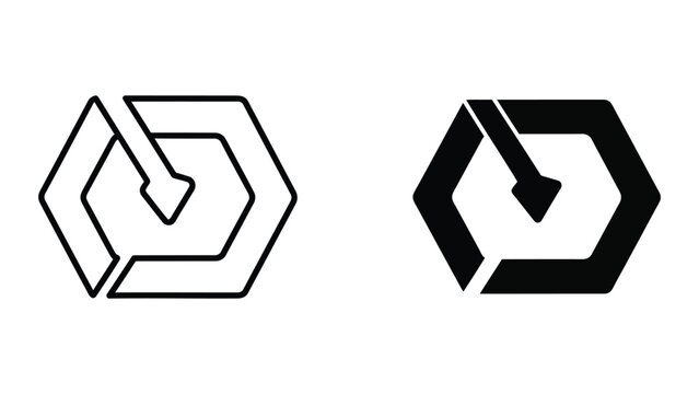 Modern abstract recycling symbol in hexagon shape