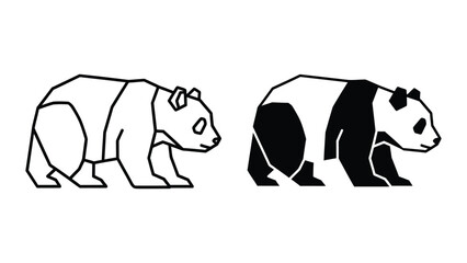 Black and white panda bear walking illustration © Sahidul Stock