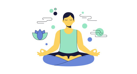 Obraz premium A person meditates peacefully in a serene environment with a lotus symbol volk.