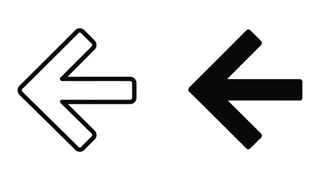 Minimal black and white left arrow icon with two angles