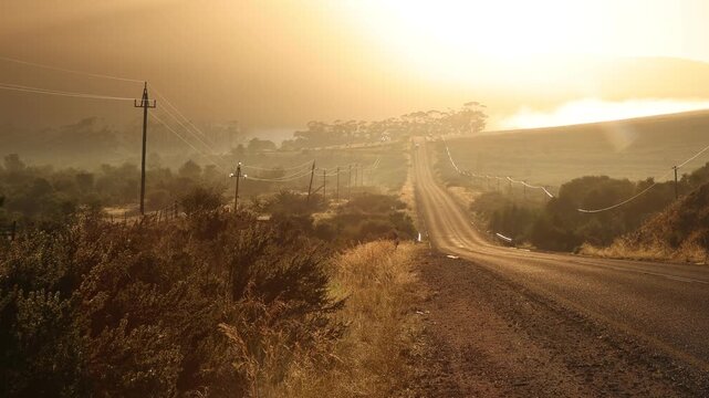 sunrise over highway, Stanford, South Africa