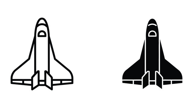 Space shuttle vector icon in black and white