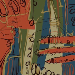 Abstract image for printing. Picture for modern interiors. The picture is painted by hand on a tablet. © neurostructure