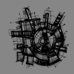 Abstract image for printing. Picture for modern interiors. The picture is painted by hand on a tablet. © neurostructure