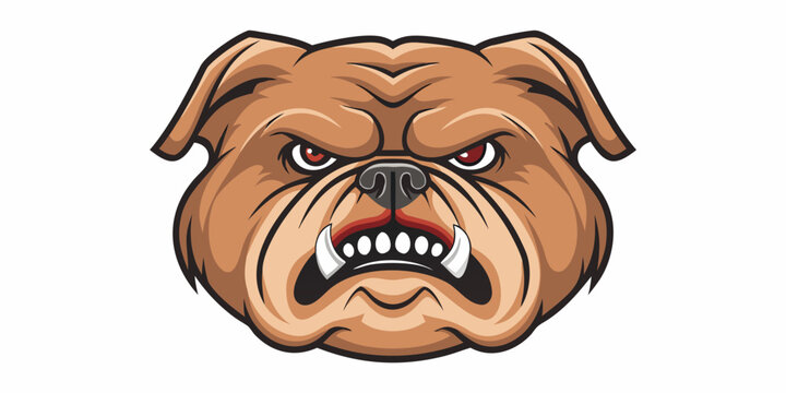 angry bulldog head illustration on white background