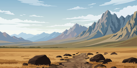 Mountain Valley Landscape with Rocky Desert and Scenic Nature © Begum