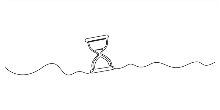 one continuous hourglass line. editable stroke. one hourglass line vector Minimalist hourglass sand timer continuous one line illustration.Elegant hourglass symbol continuous line artwork on white 
