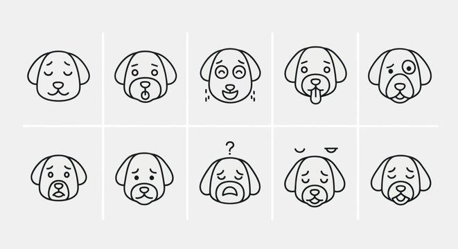 Alien faces expressing different emotions