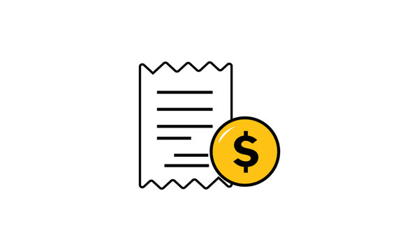 Receipt Payment Invoice Icon with Dollar Coin for Business Finance