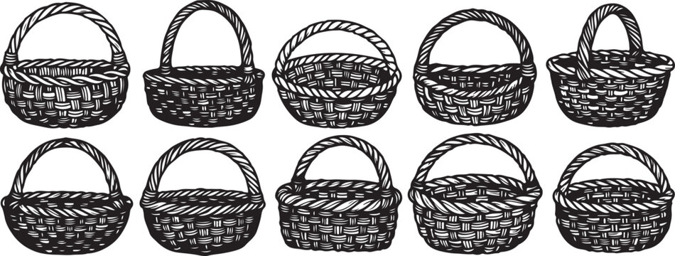 Collection of black wireframe sphere and cube objects isolated on white background Vector