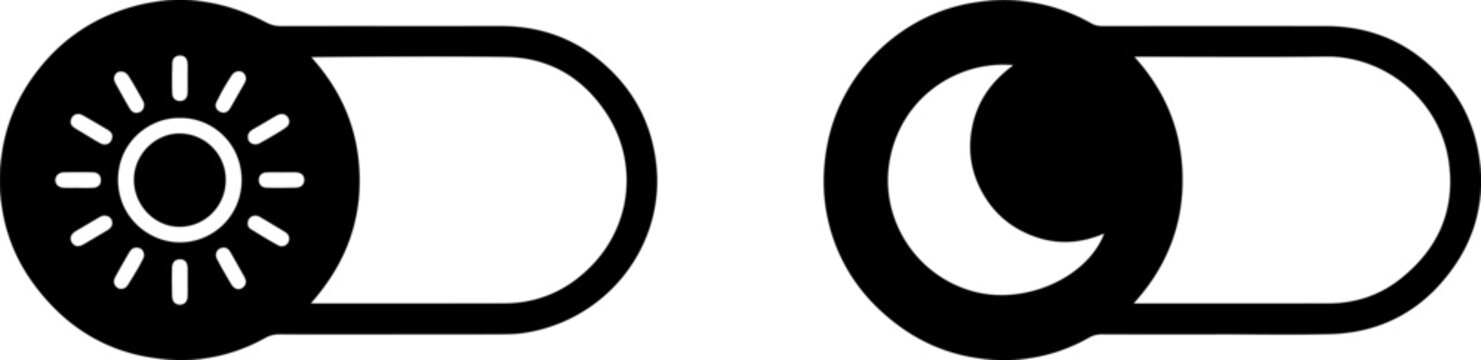 Day and night mode toggle switch icons isolated on white background