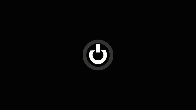 Power button with light vector illustration. Burning power on button icon animation.HD Video 