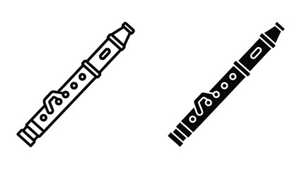 Black and white illustration of two clarinets side by side © JahidulStockbd
