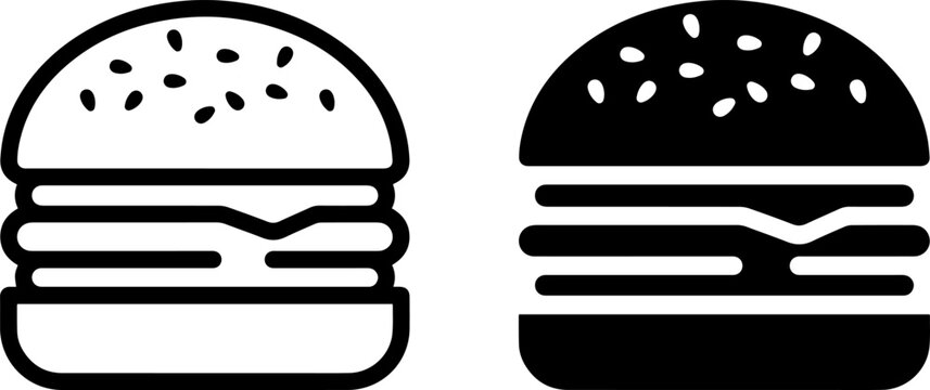 Set of hamburger icons, line and solid style, vector illustration