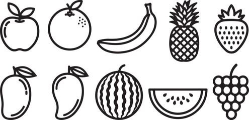 Black and white line art icons of animals and objects Vector © mahafuza