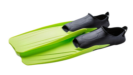 Isolated pair of bright green and black diving fins for underwater swimming and snorkeling © Francisco