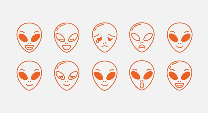 Alien head expressions illustration