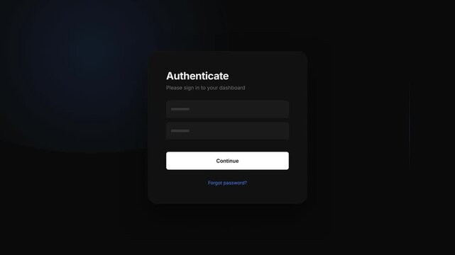 Authentication process on a black screen with a login form.