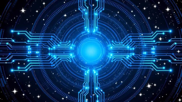 Blue glowing circuit board design
