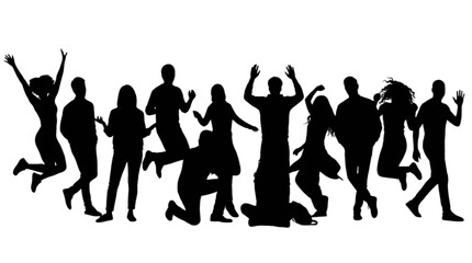 Obraz premium Silhouette people dancing and celebrating together isolated on transparent background, Vector