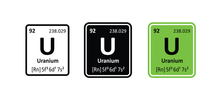 Uranium. symbol U, atomic number 92. Heavy, silver-gray, radioactive metal from the actinide series. Radioactive, unstable, and decays slowly; it emits radiation. Suitable for nuclear fuel.