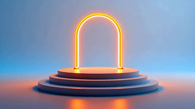 Neon arch on tiered platform
