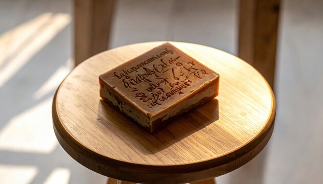A vintage wax tablet with ancient Latin cursive script impressed by a stylus, showcasing historical communication methods