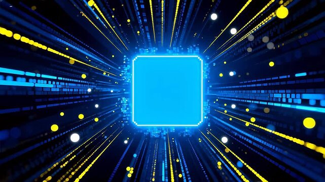Abstract digital frame with glowing lines