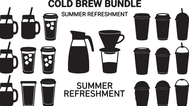Cold brew coffee drinks and containers for summer refreshment needs