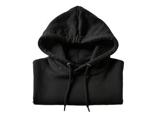 Isolated classic black folded hoodie, comfortable warm casual apparel for men and women. © Francisco