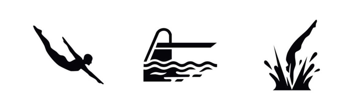 Diving and Swimming Pool Activity Icons