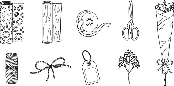 Set of hand drawn household items and tools vector illustration Vector