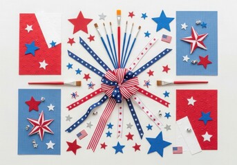 Fototapeta premium July 4th independence day craft supplies and decorations