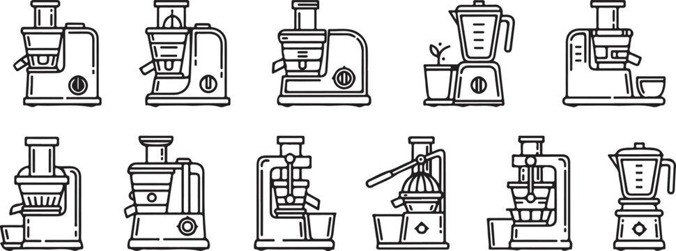 Line icon set of various office furniture and equipment vector illustration Vector