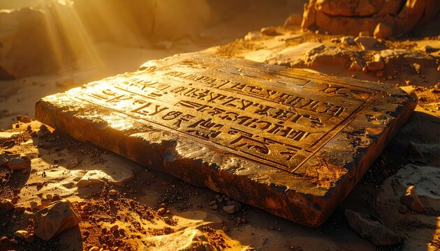 Ancient cuneiform script etched deeply into a sun-baked clay tablet showcasing historical writing