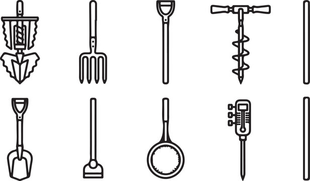 Collection of vintage style utensils and kitchen tools illustration Vector