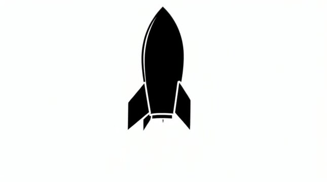 Animated Black Rocket Silhouette Shaking on White Background