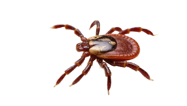 Isolated detailed macro shot of a brown tick, a dangerous blood-feeding arachnid parasite.