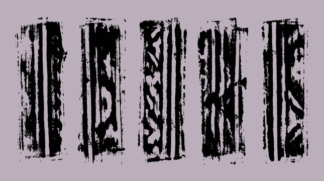 Vector old graphic dark imprints. Monotype printmaking effect texture on light purple background