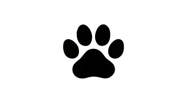 Isolated black animal paw print graphic icon, simple pet footprint symbol vector illustration design