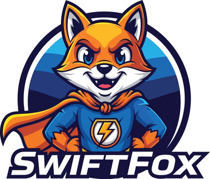 Dynamic superhero fox character illustration in a powerful pose, depicting agility and speed for energetic branding