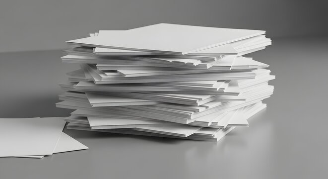 A monochrome still life depicting a precarious stack of papers and documents suggesting workload or information overload