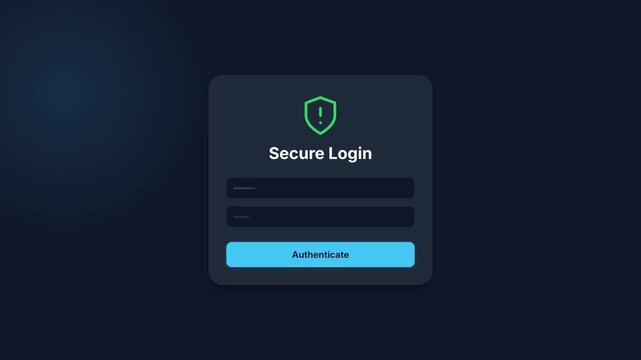 Secure login interface with shield icon password field and submit button.