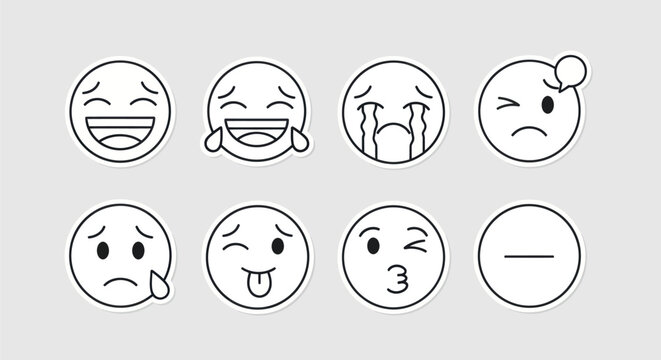 Emoji faces on light background
