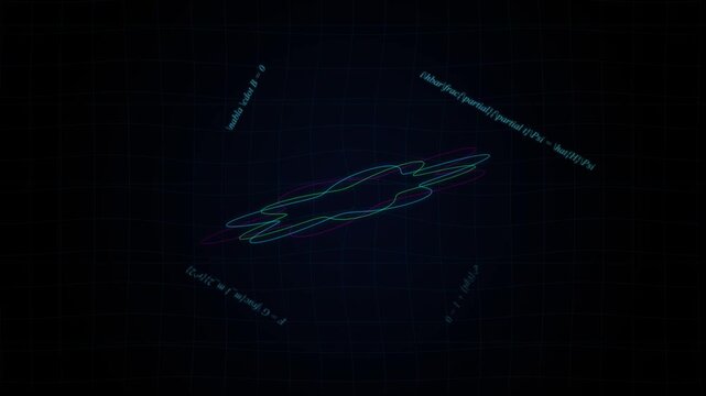 Abstract mathematical physics animation with oscillating quantum waves