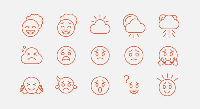 Emoji icon set on white background